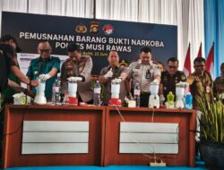 Stakeholders Musi Rawas Hadiri Pemusnahan 2 kg Sabu, Hasil Tangkapan Tim Elang Musi.