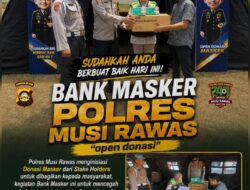 DIRIKAN BANK MASKER, POLRES MUSI RAWAS CEGAH ANCAMAN ISPA BAGI LANSIA DAN ANAK-ANAK.
